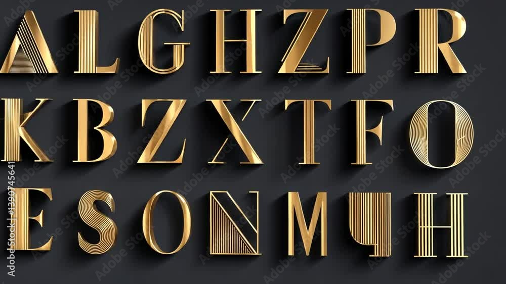 Aufkleber luxury modern font set in elegant gold finish for design projects generative ai