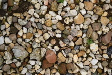 Small Colorful Pebbles Texture Background natural gravel surface with small multicolored pebbles of...