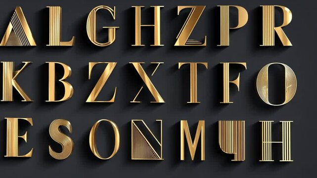 Luxury Modern Font Set in Elegant Gold Finish for Design Projects Generative AI