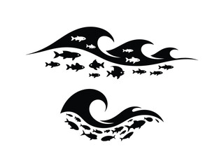 Obraz premium Marine Life Silhouettes: Underwater Creatures Vector Set
