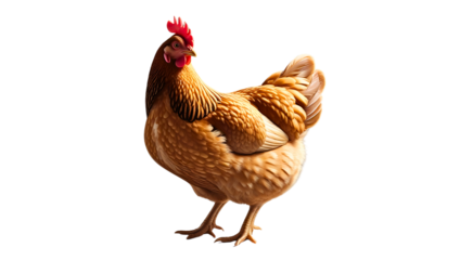 red adult hen isolated on transparent background, 