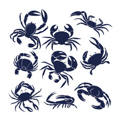Crab silhouette bundle vector design
