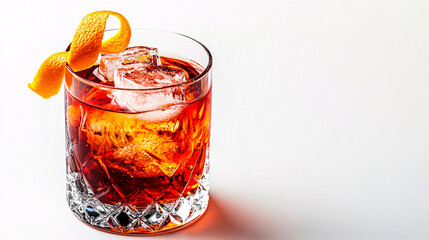 Boulevardier Cocktail in a Chic Lowball Glass with Orange Twist