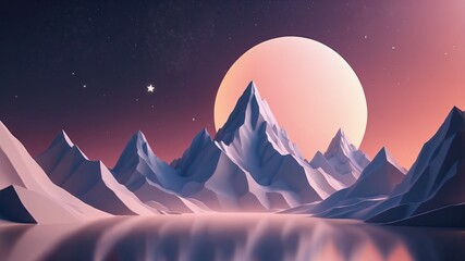 Fototapeta premium Minimal abstract mountains and stars scene.