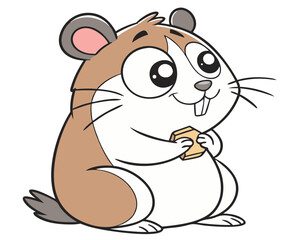 Fototapeta premium Cute cartoon hamster enjoying a snack 