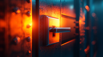 
A modern, shiny new vault door symbolizes advanced data protection and secure storage solutions, representing safety, security, and technological progress in the digital age.

