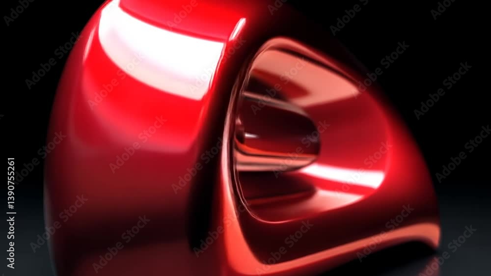 Poster shiny red object reflecting light on a dark background generative ai