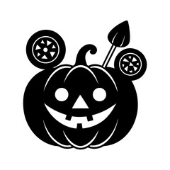 Halloween Pumpkin Vector Illustration on White Background with Carved Face