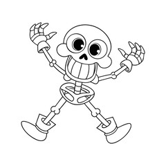 A funny cartoon zombie and a funny cartoon spider with a web