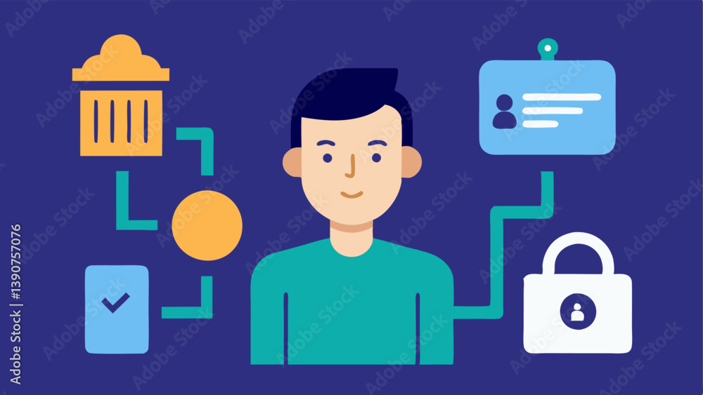 Poster biometric security an illustration of a user unlocking their banking app with a fingerprint or facia