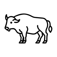 Fototapeta premium Buffalo icon illustration in simple black line art