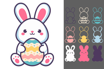 Cute Easter Bunny Papercut and Laser Cut Vector Design with Egg – Layered SVG for Cricut and Silhouette