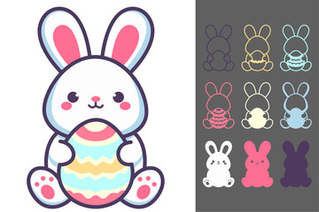Cute Easter Bunny Papercut and Laser Cut Vector Design with Egg – Layered SVG for Cricut and Silhouette