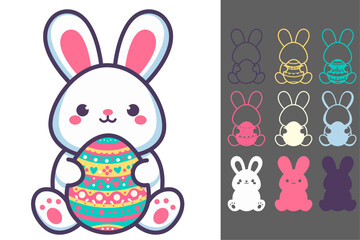 Cute Easter Bunny Papercut and Laser Cut Vector Design with Egg – Layered SVG for Cricut and Silhouette