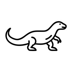 Komodo dragon icon in minimalist line art style
