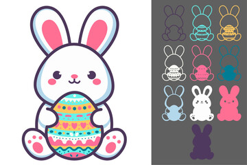 Cute Easter Bunny Papercut and Laser Cut Vector Design with Egg – Layered SVG for Cricut and Silhouette