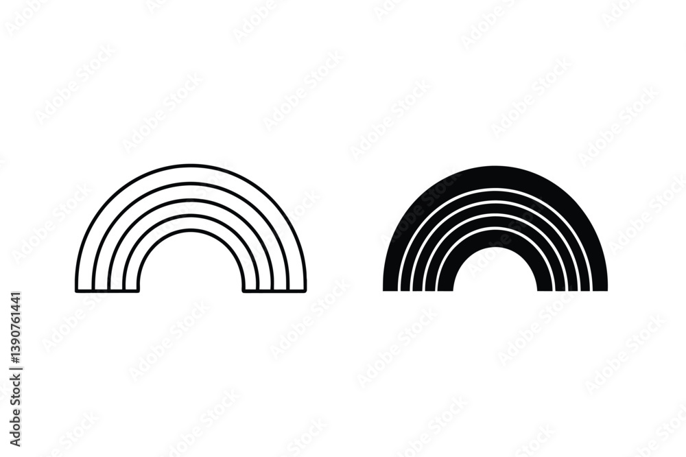 Poster rainbow icon set minimalist outline and solid style graphic resources vector