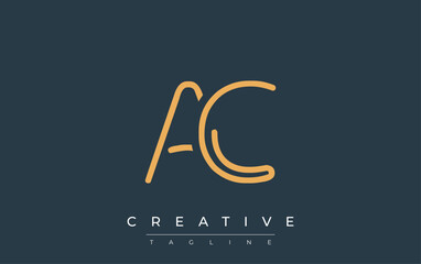 AC Minimalistic Line Art Logo Design with Abstract Lettering. Abstract minimalistic logo design featuring a sleek line art style.