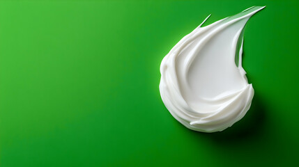 White Cream Swatch on Bright Green Background Demonstrating Texture and Application