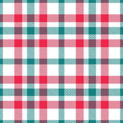 Bright white Seamless Tartan with Cool bluegreen accents Fabric Design