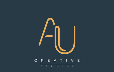AU Minimalistic Line Art Logo Design with Abstract Lettering. Abstract minimalistic logo design featuring a sleek line art style.