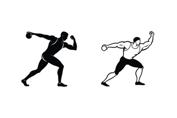 Shot Put Athlete Silhouette Set Illustration Vector Graphics For Sport Designs
