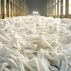 Obraz premium White Fabric Flood Inside An Industrial Warehouse with Ambient Lighting