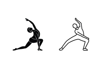 Minimalist Vector Illustration Of Yoga Poses In Black And White Style
