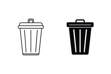 Trash Bin Vector Icons Waste Container Line And Filled Styles