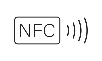 Payment wireless banking black isolated purchase illustration outlined waves. Vector icon in flat style.