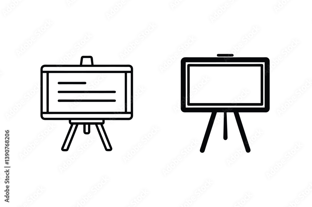 Poster presentation board outline design showing empty and filled in with lines graphics