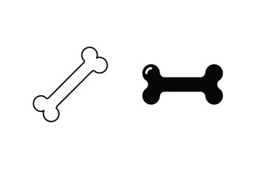 Two Dog Bone Icons In Black And White On Isolated Background