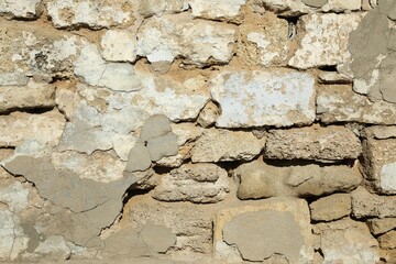 Stone building wall with cracks after strong earthquake