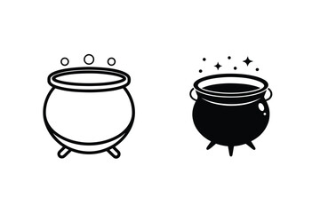 Witchs Cauldron Vector Illustration Set For Halloween And Magical Themes