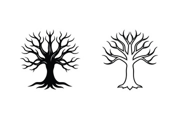 Two Trees With Bare Branches Vector Illustration Graphic Design Element