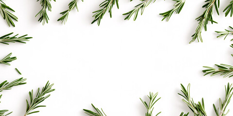 Obraz premium Beautifully Rustic Rosemary Sprigs with Ample Copy Space for Text