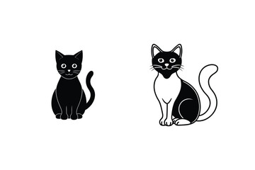 Two Cute Cats Graphic Vector Illustrations Simple And Minimalist Style
