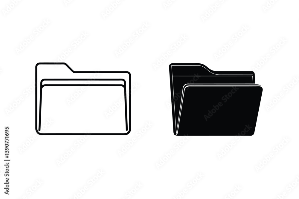 Poster two folder icons illustration file management documents design elements data storage