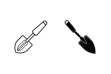 Isolated Garden Trowel Illustrations In Black And White Minimalist Vector Design
