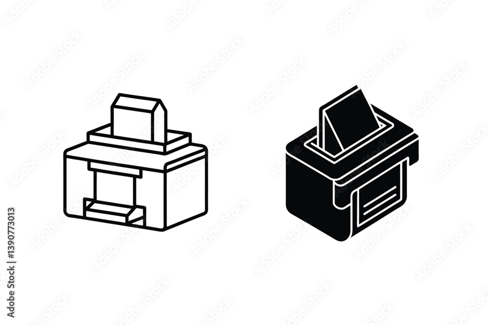 Aufkleber isometric printer icon line and solid style vector illustration for web design