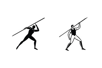 Javelin Throw Athletes In Throwing Action Sports Competition Graphics Isolated
