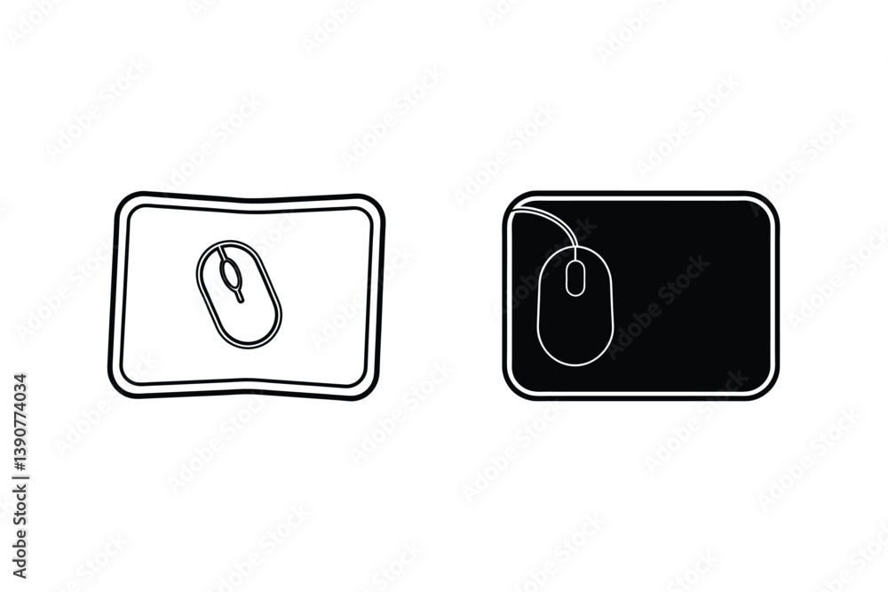 Fototapete Mouse And Pad Outlines Showing Computer Interaction And Simple Design