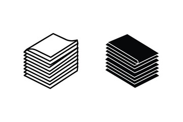 Stack Of Paper Sheet Icons In Black And White Minimalist Vector Illustration