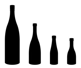 日本酒の瓶のシルエットアイコンセット