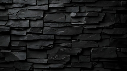 Textured Black Brick Wall Abstract Background for Creative Design