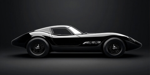 Sleek Black Sports Car Showcasing Elegance Against Charcoal Gray Background