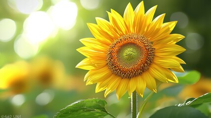 Fototapeta premium Vibrant sunflower in sunlight