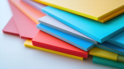 Obraz premium Colorful Paper Sheets: Vivid, diverse hues of paper sheets create a captivating display. A visually engaging abstract of colors and textures, evoking creativity, art, and design.