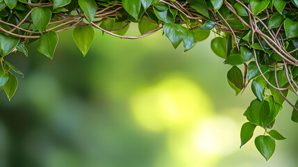 Obraz premium Vibrant Green Leaves Against Blurred Background Capturing Nature's Freshness And Organic Growth