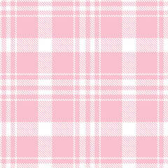 Rich white Seamless Tartan with Neon light rose accents Fabric Design